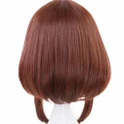 Kort brun bob peruk med lugg Cosplay Anime Makeup för min han><noscript><img width=