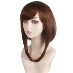 Kort brun bob peruk med lugg Cosplay Anime Makeup för min han><noscript><img width=