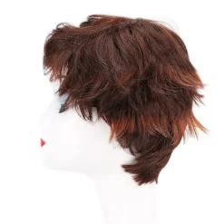 Kort brun syntetisk peruk för män för cosplay><noscript><img width=
