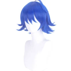 GeekAtmosphere Kort vågig mörkröd peruk Anime Tanjirou peruk Halloween kostymfest Cosplay peruk-BLÅ> Peruker