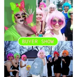 Korta bob-peruker neon party-peruker> Peruker