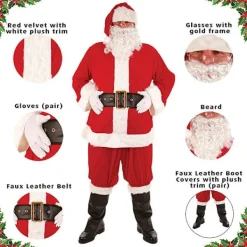 Kostymer Super Deluxe 8-delad Santadräkt (L)> Dräkter