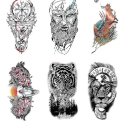 Kotbs 6 Ark Full Arm Temporär Tatuering, Vattentäta Extra Stora Temporära Tatueringar För Kvinnor Män Vuxna Svart Dödskalle Ros Kroppskonst Tatueringsklistermärke Falsk | Fyndiq> Smink