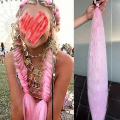 Kpop Demon Hunter Cosplay Kostym Rumi Mira Zoey Huvudbonad Halloweenfest Hårperuk Lång Anime Cosplay Peruker för Barn><noscript><img width=