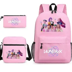 Kpop Demon Hunter Tryckt Student Ryggsäck, Rucksack, Enkel Axelväska Pennfodral, Set om Tre {SL}> Dräkter