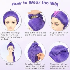 EURL K-Pop Demon Hunters Kostym Sten Peruk Mira Zoe Realistisk Anime Cosplay Lila Sten><noscript><img width=