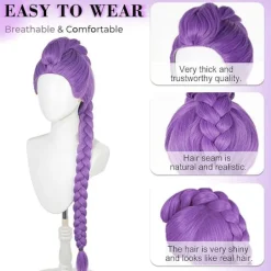 K-Pop Demon Hunters Kostym Sten Peruk Mira Zoe Realistisk Anime Cosplay Lila Sten Purple Rumi><noscript><img width=