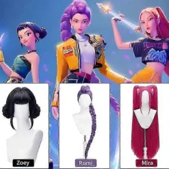 Kpop Demon Hunters Rumi Mira y Lila Cosplay Peruk Halloween Fest Rollspel Peruk Värmebeständig Syntetisk Peruk För Dagligen><noscript><img width=