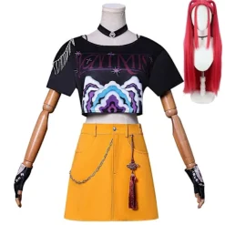 KPop Demon Hunters Rumi Mira Zoey Cosplay Kostymset - Maskeradklänning för kvinnor _d Mira Med Peruk{FY} 130 Kids><noscript><img width=