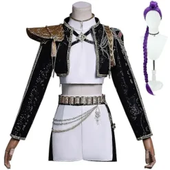 KPop Demon Hunters Rumi Svart Cosplay Kostymset – Halloweenfest Maskerad för Kvinnor L Vuxna Rumi Med Peruk Rumi With Wig> Dräkter