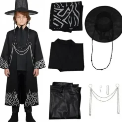 Kpop demonjägare Cosplay kostym för pojkar, Kpop Hunters skurk Saja Jinu outfit med kappa, demon, Saja, halloween 30cm> Dräkter