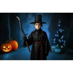 Kpop demonjägare Cosplay kostym för pojkar, Kpop Hunters skurk Saja Jinu outfit med kappa, demon, Saja, halloween 30cm><noscript><img width=