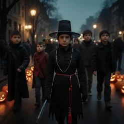 Kpop demonjägare Cosplay kostym för pojkar, Kpop Hunters skurk Saja Jinu outfit med kappa, demon, Saja, halloween -FF- 30cm><noscript><img width=