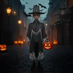 Kpop demonjägare Cosplay-dräkt för pojkar, Kpop Hunters skurk Saja Jinu-outfit med kappa, demon, Saja, halloween 50cm><noscript><img width=