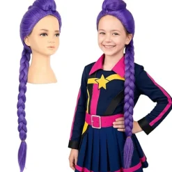 Gåva K-Pop Devil Hunter-dräkt, stenperuk, Mira Zoe realistisk anime-rollspel, Purple Stone> Peruker