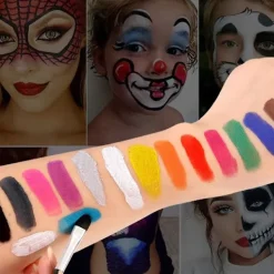 Kroppsmålning Ansiktsmålning Kit, 15 Färger Professionell Palett Tvättad Med Borste För Barn Konstutställning Halloweenfest Cosplay Makeup Kropp Festlig | Fyndiq> Smink