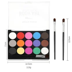 Kroppsmålning Ansiktsmålning Kit, 15 Färger Professionell Palett Tvättad Med Borste För Barn Konstutställning Halloweenfest Cosplay Makeup Kropp Festlig | Fyndiq><noscript><img width=