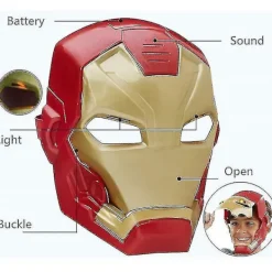 Kryc Marvel Avengers 4 Iron Man Captain America Mask Ljus Ljud Öppen Ansiktshjälm Mask För Barn Halloweenc A Thsidne><noscript><img width=