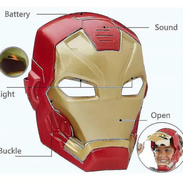 Kryc Marvel Avengers 4 Iron Man Captain America Mask Ljus Ljud Öppen Ansiktshjälm Mask För Barn Halloweenc A Thsidne> Masker
