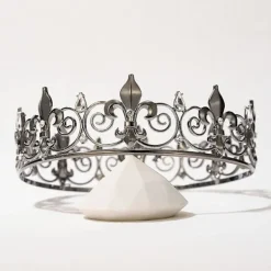 Kunglig kungakrona för män - Metallprinskronor, fullrunda födelsedagsfest hattar - Svart><noscript><img width=