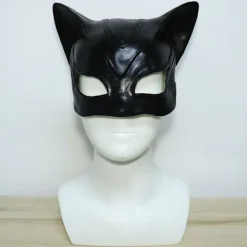 Kvinna Katt Selina Kyle Mask Bruce Wayne Kostym Latex Fancy Vuxen><noscript><img width=
