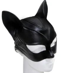 KOOLMEI Kvinna Sexig Katt Selina Kyle Mask Bruce Wayne Cosplay Kostym Latexhjälm Fancy Vuxen><noscript><img width=