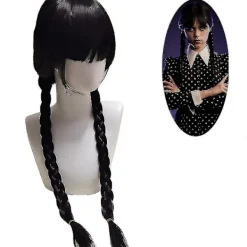 Kvinna Wednesday Addams Deluxe Kostymset Nevermore Uniform Outfit Peruker M Only Wigs> Peruker