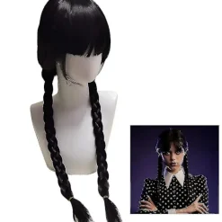 Kvinna Wednesday Addams Deluxe Kostymset Nevermore Uniform Outfit Peruker M Only Wigs> Peruker