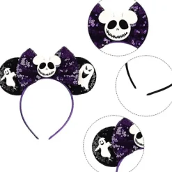 Kvinnor Flickor Musöron Hårband, Paljetter Båge Fest Hårtillbehör Glitter Halloween Hårband><noscript><img width=