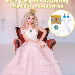 Kvinnor Flickor Prinsessan Peach Kostymtillbehör för Karneval Halloween Cosplay Fest><noscript><img width=