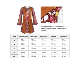 Holocky Kvinnor Hippie Kostym Set Halsband Pannband Klänning M><noscript><img width=