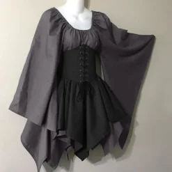 Kvinnor kort korsettklänning Halloween medeltida renässans kostym Bell><noscript><img width=