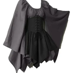 Kvinnor kort korsettklänning Halloween medeltida renässans kostym Bell><noscript><img width=