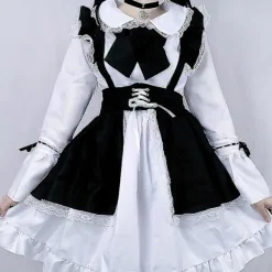 Kvinnor Maid Outfit Anime Klänning Förkläde Klänning Lolita Klänning Män Cafe Kostym Cosplay Female-L><noscript><img width=