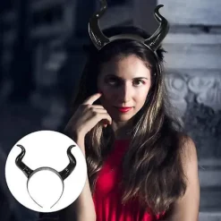 unbranded Kvinnor Svart Drottning Häxa Demon Horn Huvudbonad Cosplay Fest Kostym Hårband><noscript><img width=