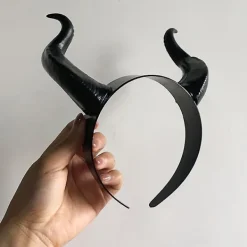 unbranded Kvinnor Svart Drottning Häxa Demon Horn Huvudbonad Cosplay Fest Kostym Hårband><noscript><img width=