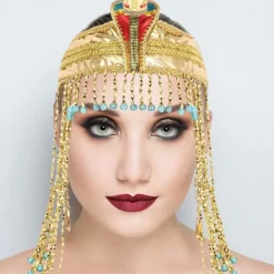 Kvinnors Egyptiska Ormhuvudband Krona Pärlstav Huvudbonad Kostymtillbehör><noscript><img width=