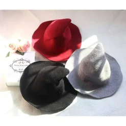 Kvinnors Halloween Häxhatt Ull Stickad Mössa För Fest Maskerad Cosplay Kostym Tillbehör> Huvudbonader