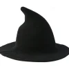 Kvinnors hopfällbara bredbrättad stickad häxhatt för Halloween-kostym Da> Huvudbonader
