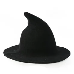 Kvinnors hopfällbara bredbrättad stickad häxhatt för Halloween-kostym Da><noscript><img width=