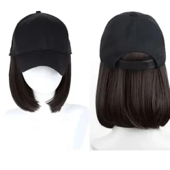 Kvinnors korta bob peruk basebollkeps med syntetiskt hår - Snyggt och bekvämt håraccessoar> Huvudbonader