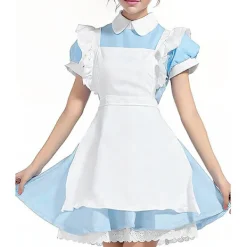 Kvinnors Sagolik Alice i Underlandet Cosplay Kostym Piga Klänning Halloween Maskeradkostym Med Rosett Håraccessoar-FA- 2XL> Dräkter