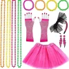 Kvinnors 80-tals Festkläder Tillbehör Retro Party Kostym Set Vuxen Tutu Kjolar Neon Fiskgarn Handskar Pärlhalsband Armband Örhängen (Roseröd)> Dräkter