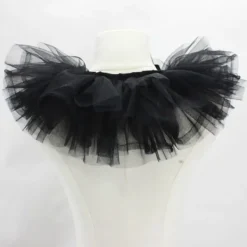 Kvinnors Tyll Volang Krage Halloween Kostymtillbehör Sjal Slips Avtagbar Svart><noscript><img width=