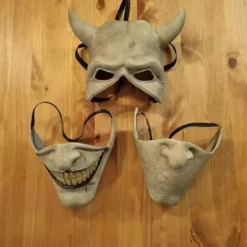 KZQ -Graber Cosplay Mask, Svart Telefonmask, Skräckfilm, Halloween, Läskig Mask, Herrkostymmask (Ljusgrå)><noscript><img width=