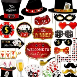 Las Vegas Casino Fotobås Rekvisita Rolig Gör-det-själv Poker Tema Selfie Rekvisita Kit> Tillbehör