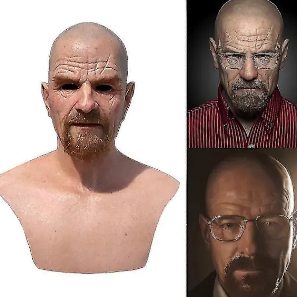 Latex Full Head Overhead Walter White Breaking Bad Halloween Cosplay Mask Ui> Masker