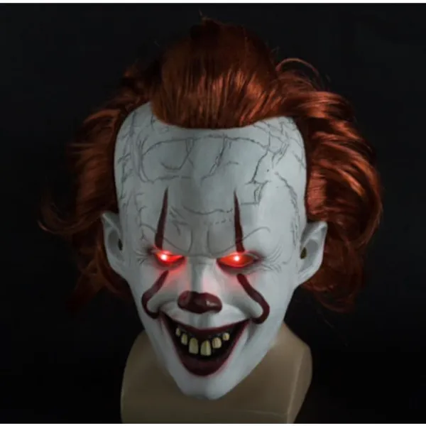 Latex Skräck LED Mask Halloween Pennywise Cosplay Clown Maskeraddräkt> Masker