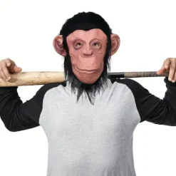 KOOLYOU Latex Vivid Monkey Mask med Peruk Rolig Helansiktsdjur Mask Klänning Upp Tillbehör Halloween Cosplay Kostym Prop Party Dekorationer Pro mask><noscript><img width=