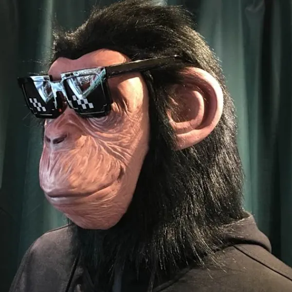 KOOLYOU Latex Vivid Monkey Mask med Peruk Rolig Helansiktsdjur Mask Klänning Upp Tillbehör Halloween Cosplay Kostym Prop Party Dekorationer Pro mask> Masker